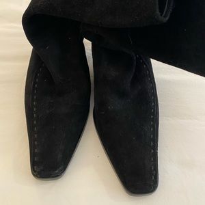 Prada Black Suede Ankle Boots with Stitching